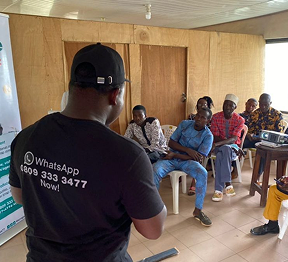 A Scrapays team member leading a group discussion